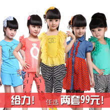 儿童装2012年新款夏装女童中大童无袖+雪纺短裤套装任选2套99元