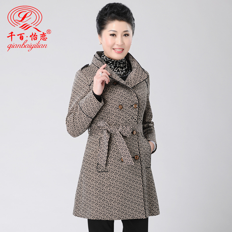 <em>淘宝网</em>千百怡恋2014春装新款中老年<em>女风衣</em>中