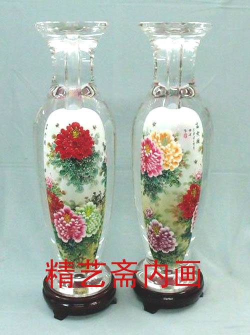 水晶内画花瓶 富贵牡丹 多图客厅摆件 婚庆礼品在类目 特色手工艺, 地区民间特色手工艺, 其他中 - 来自Buy2taobao.com提供专业的淘宝代购服务