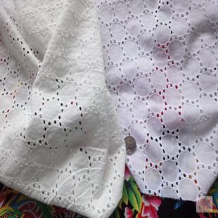 纯棉布料-原白漂白圆圈镂空刺绣DIY裁缝制衣外