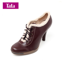 Tata/他她 正品 牛皮 时尚皮草风 及踝靴 热卖款 FTJ23D
