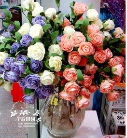 欧式 田园仿真花 欧式多层玫瑰 花艺 玫瑰花 特价促销