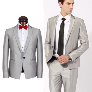  12年新款韩版 一扣款灰色直角西装 西服套装 英伦时尚休闲修身款