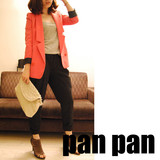 【PANPAN】好看的粉色西装一枚 zara 粉色中长款修身西装#