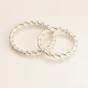  纯银饰品|简约编麻花戒指|情侣对戒|创意手工|素银S925