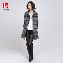 帝柔品牌女装2012新款春装羊绒呢大衣专柜正品毛呢外套格子风衣