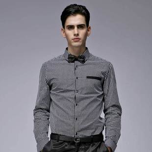 GXG 正品 秋冬新款男士秋冬新款 休闲长袖修身格子衬衫#04103040