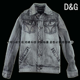 2012 D&G 专柜同款男款DG高品质灰色水洗牛仔服牛仔夹克外套上衣
