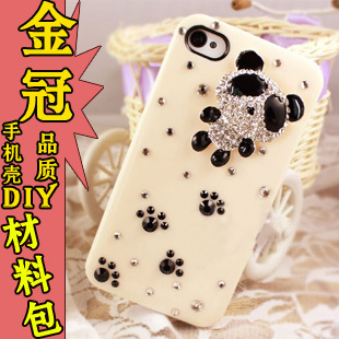  手机贴钻 手机壳diy套餐 手机美容diy套装 可爱水钻 小熊猫材料包
