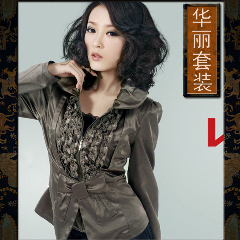 熏衣草<em>秋款短装</em>~,宫廷版,荷叶边立领OL短<em>外套</em>