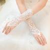 新娘手套短款婚纱手套配饰，冬季蕾丝结婚手套，白色五指露指韩式