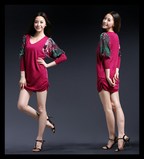 淘宝网2013秋装新款<em>韩版宽松</em>中<em>长款</em>V领孔雀花