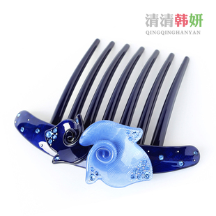  韩式发饰韩国流行水钻插梳发梳手工新娘结婚饰品古装头饰