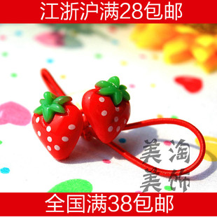  儿童可爱双草莓蛋糕发绳 宝宝发圈 女孩头绳发饰头饰 单只 满包邮