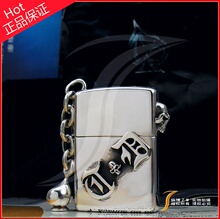 原装正版ZIPPO 2004年THIRTEEN DESIGNS心链骷髅定制纯银打火机