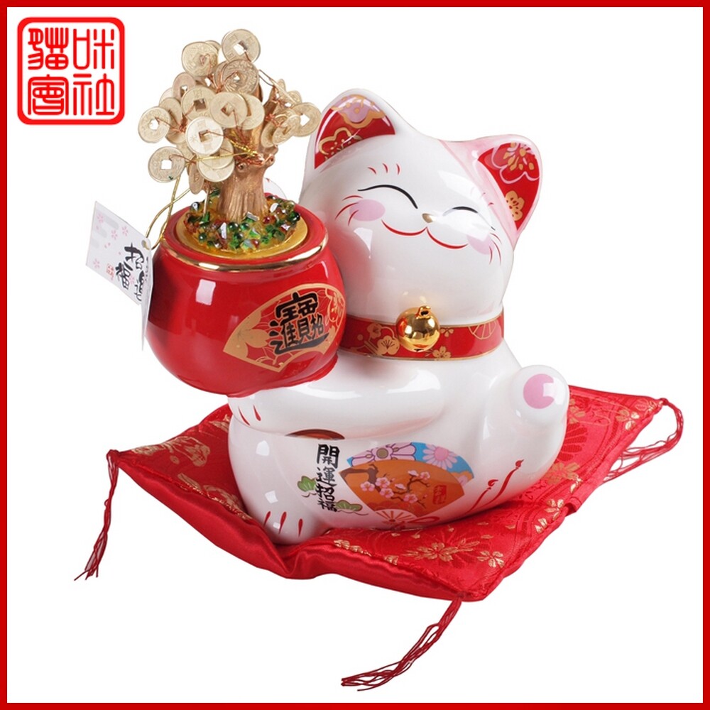 金石工坊 招财猫 发财树招财猫 陶瓷 摆件 储蓄罐 开业 招财纳福