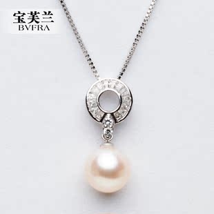  【宝芙兰 珠宝】天然珍珠项坠 复古圈形带钻吊坠 珍珠吊坠