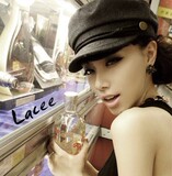 9002小辣椒韩版夏天时尚布蕾丝花边海军帽 潮女 鸭舌帽子 呢黑色
