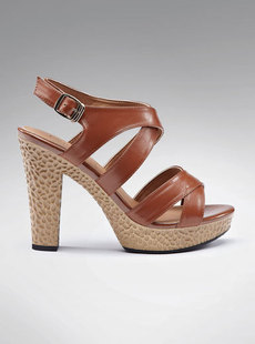 Dream Basha shoes end of 2012, new simple stripe Walnut leather high heel sandal 122,512,229