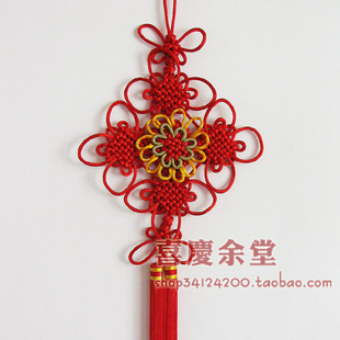  中国结 挂件 中号5#四季花开盘长套色 婚庆新房装饰 家饰壁挂
