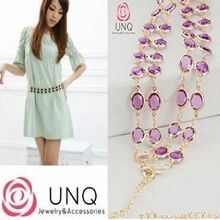 Q03103【UNQ】限时特价 时尚优雅双层水晶质感腰带 四色入 超热卖