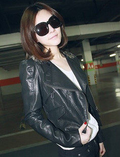 娘子新衣2011春装秋季新款 流苏肩章 机车皮衣女短款小外套 W7135