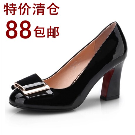 <em>特价</em>清仓<em>红蜻蜓正品</em>2014春新款<em>女单鞋</em>真皮粗