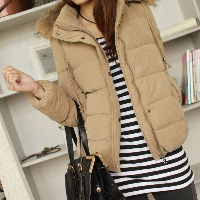 韩版毛领连帽桃皮绒...