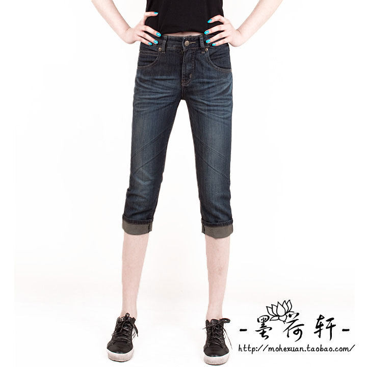 【墨荷轩-特价】<span class=H>Lee</span> 桔色爱心车线小口袋女士牛仔7分/9分裤L165