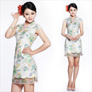 2012夏季新款 翡翠精灵 绣花 蕾丝花边 修身 日常改良 短旗袍裙 2012夏季新款 翡翠精灵 绣花 蕾丝花边 修身 日常改良 短旗袍裙