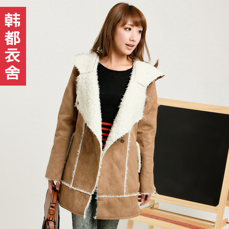 <span class=H>韩都衣舍</span>品质女装韩国11秋冬装新款仿麂皮羊羔毛<span class=H>棉衣</span>GQ0127耒攸