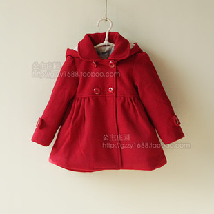 童装 带帽羊毛加厚冬季棉衣 儿童大衣 女童秋冬外套 二色入