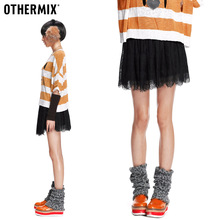 (春)8折体验OTHERMIX 秋冬装 纯色蕾丝多层次半身短裙12O10007