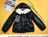 [胸100以下]特 MINA风格潮爆款 光泽菱形格子圈圈毛里大码棉服 黑