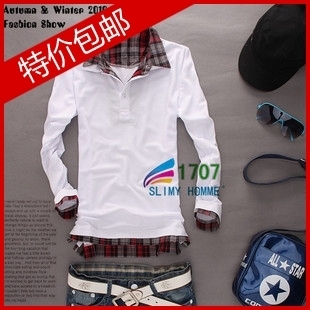  包邮韩版新款修身长袖polo衫男长袖polo衫英伦男式polo衫男士t恤