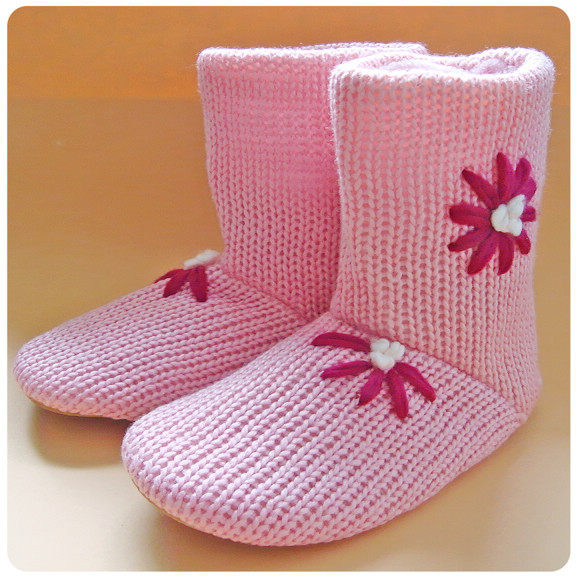 【春夏秋冬SLIPPER】家居毛线保暖靴JX102(粉红)★出口日本限量