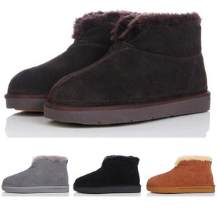  低筒保暖老年人雪地靴女大码防滑牛皮中老年雪地靴男情侣棉靴高帮