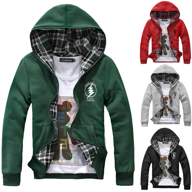 秋冬装新品 韩版<em>男士</em>连帽<em>卫衣外套</em> <em>男士开衫</em>情