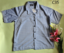 外贸棉男格子短袖衬衫,S,M,L,XL