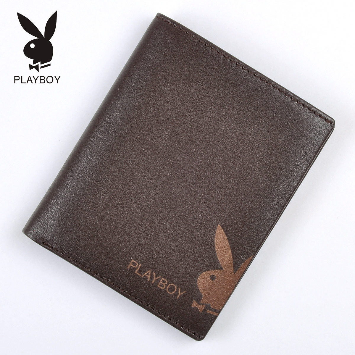 playboy钱包男款竖款薄 头层牛皮真皮钱包软面 超薄钱包新款0092