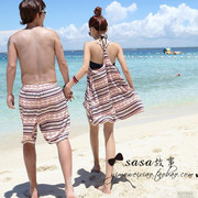 偏爱-韩国温泉泳衣小胸比基尼沙滩裙情侣泳装游泳衣女 男士沙滩裤