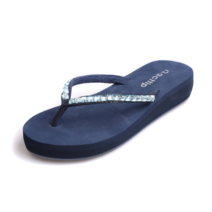 2013acttip坡跟拖鞋女夏季水钻，串珠人字拖夏季凉鞋沙滩鞋