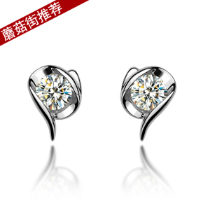  时尚简约八心八箭瑞士钻925纯银男耳钉女 小饰品 银饰20888-006
