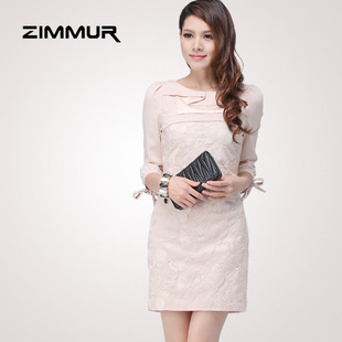  zimmur女装 秋冬新款 优雅修身秋冬连衣裙[Z12QQR556M0]
