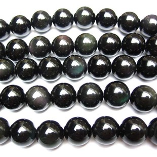  DIY手工饰品配件/正品天然水晶4-18mm黑曜石半成品串珠散珠子批发