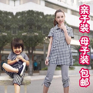 夏季新款亲子装套装 母子装 母女装 韩版儿童 男童女童夏装