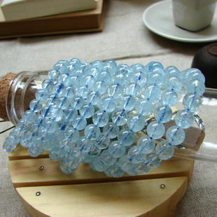  海蓝宝手链 清蓝纯美 壬辰水年开运物 正品天然水晶 清透款