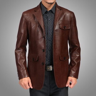  海宁新款男士休闲真皮皮衣 特价皮外套 西装领绵羊皮 男式皮衣