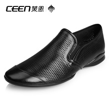 CEEN 策恩 夏季休闲镂空透气男士套脚皮鞋潮流英伦男鞋子X0016