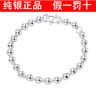  正品纯银S990足银儿童手链 宝宝纯银手链 小孩圆珠手链 婴儿首饰